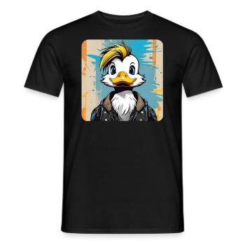 Naughty duck with stylish hairstyle - Men's T-Shirt - black - Front - AI Model Male 178 light (178cm)