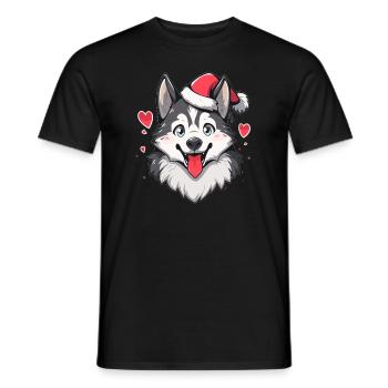 Christmas Party Hunsky Dog Lover Christmas - Men's T-Shirt - black - Front - AI Model Male 178 light (178cm)