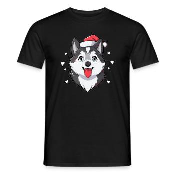 Weihnachts Husky Hundeliebhaber Sibirischer Husky - Männer T-Shirt - Schwarz - Vorne - AI Model Male 178 light (178cm)
