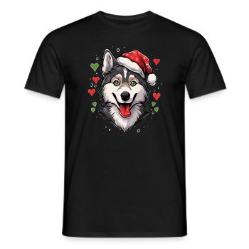 Christmas Husky Costume Dog Lover Christmas - Men's T-Shirt - black - Front - AI Model Male 178 light (178cm)