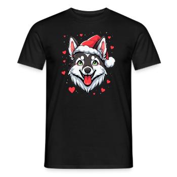 Dog Lover Cute Christmas Husky - Men's T-Shirt - black - Front - AI Model Male 178 light (178cm)