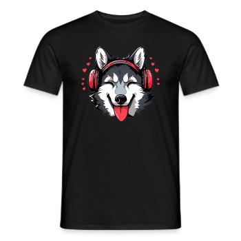 Electronic Music Party Husky DJ Rave - Männer T-Shirt - Schwarz - Vorne - AI Model Male 178 light (178cm)