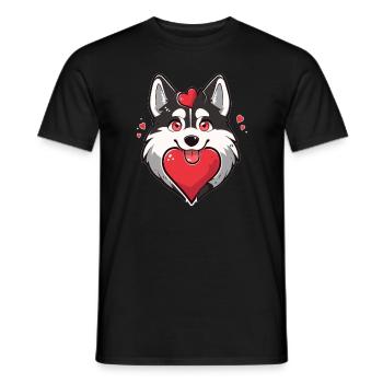 Cynologist Dog Lover Cute Husky - Men's T-Shirt - black - Front - AI Model Male 178 light (178cm)