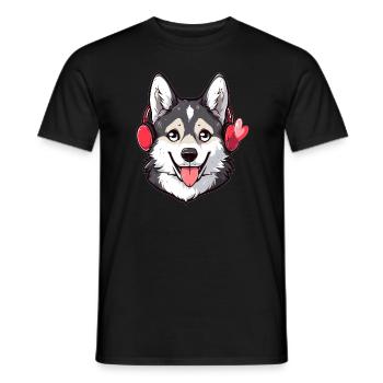 EDM Party Husky DJ Electronic Music Rave - Men's T-Shirt - black - Front - AI Model Male 178 light (178cm)