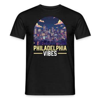Philadelphia City, Pennsylvania, Vereinigte Staaten - Männer T-Shirt - Schwarz - Vorne - AI Model Male 178 light (178cm)