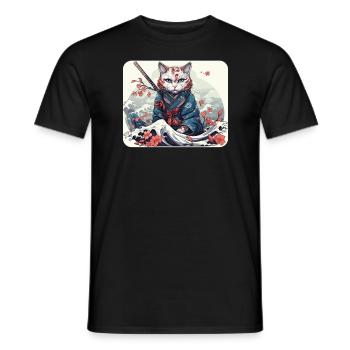 Chat samouraï japonais Japon Esthétique Amoureux des chats - T-shirt homme - noir - Devant - AI Model Male 178 light (178cm)