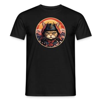 Chat samouraï japonais Japon Esthétique Amoureux des chats - T-shirt homme - noir - Devant - AI Model Male 178 light (178cm)