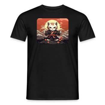 Chat samouraï japonais Japon Esthétique Amoureux des chats - T-shirt homme - noir - Devant - AI Model Male 178 light (178cm)