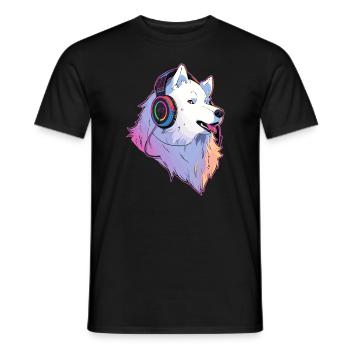 EDM Party Musique électronique Samoyède DJ - T-shirt homme - noir - Devant - AI Model Male 178 light (178cm)