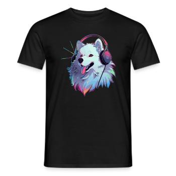 Fête Cyberpunk Samoyède DJ EDM Festival - T-shirt homme - noir - Devant - AI Model Male 178 light (178cm)