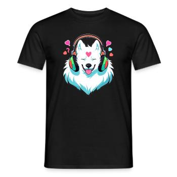 Mignon Fête Samoyède DJ EDM Rave - T-shirt homme - noir - Devant - AI Model Male 178 light (178cm)