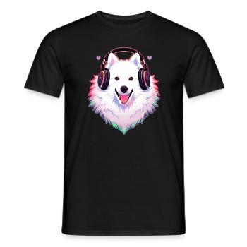 Samoyed DJ EDM Festival Rave - Men's T-Shirt - black - Front - AI Model Male 178 light (178cm)