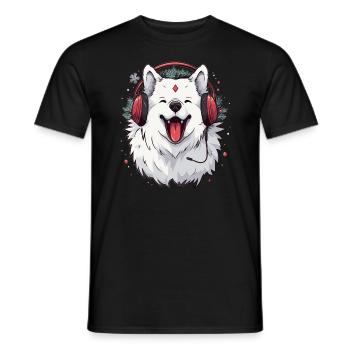 Fête EDM Samoyède DJ Fête de Noël - T-shirt homme - noir - Devant - AI Model Male 178 light (178cm)