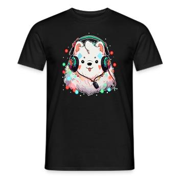 Fête de Noël Samoyède DJ EDM Noël - T-shirt homme - noir - Devant - AI Model Male 178 light (178cm)