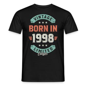 Millésime né en 1998 - T-shirt homme - noir - Devant - AI Model Male 178 light (178cm)