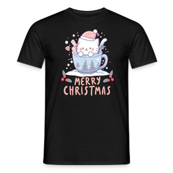 Vacances d’hiver Mignon Chocolat Chaud Chat Noël - T-shirt homme - noir - Devant - AI Model Male 178 light (178cm)
