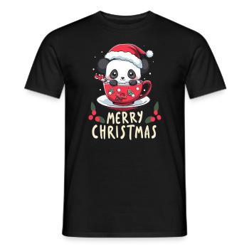 Mignon Noël Panda Amateur De Chocolat Chaud Noël - T-shirt homme - noir - Devant - AI Model Male 178 light (178cm)