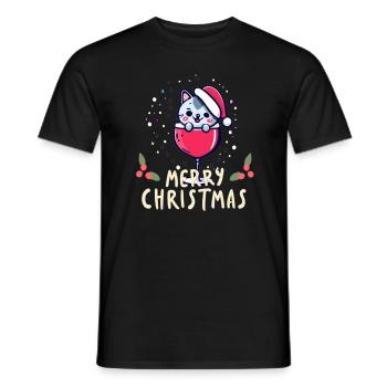 Mignon Noël Vin chaud Vin chaud Fête de Noël - T-shirt homme - noir - Devant - AI Model Male 178 light (178cm)