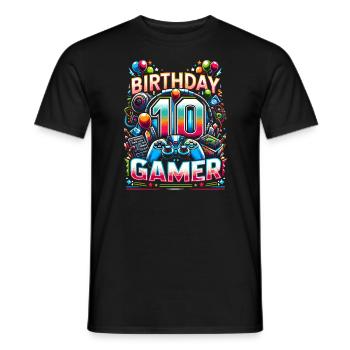 10th Birthday for Gamers - Men's T-Shirt - black - Front - AI Model Male 178 light (178cm)