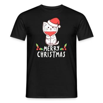 Niedliches Weihnachtsparty Katzen Winter Glühwein - Männer T-Shirt - Schwarz - Vorne - AI Model Male 178 light (178cm)