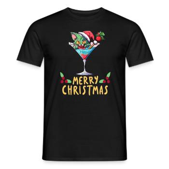 Mignon Noël Cocktail Zombie Cat Fête de Noël - T-shirt homme - noir - Devant - AI Model Male 178 light (178cm)