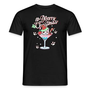 Christmas Cocktail Cat Winter Holiday Christmas - Men's T-Shirt - black - Front - AI Model Male 178 light (178cm)