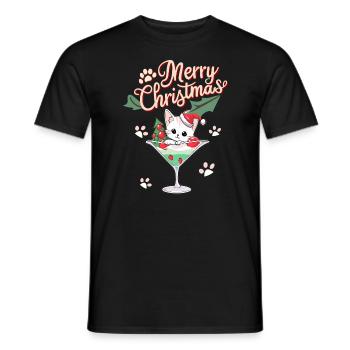 Cute Christmas Cat Winter Holiday Christmas - Men's T-Shirt - black - Front - AI Model Male 178 light (178cm)