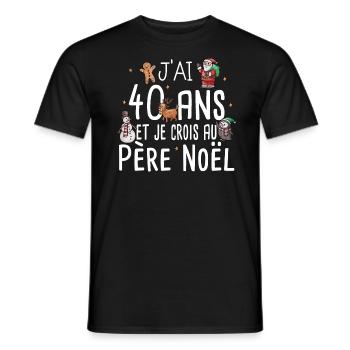 40 Ans Anniversaire Cadeau Père Noël Humour - T-shirt homme - noir - Devant - AI Model Male 178 light (178cm)