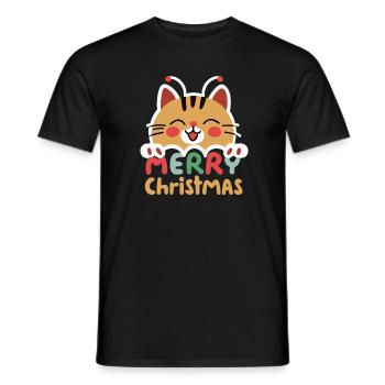 Vacances d’hiver Costume de chat de Noël rétro C - T-shirt homme - noir - Devant - AI Model Male 178 light (178cm)