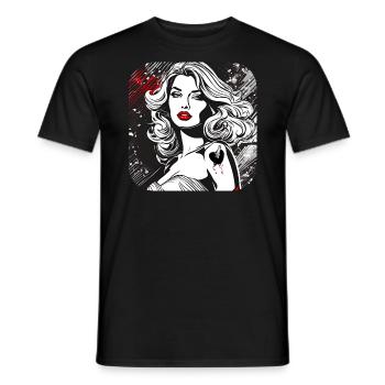 Woman with tattoo heart and dagger - Men's T-Shirt - black - Front - AI Model Male 178 light (178cm)