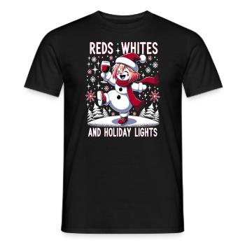 Vacances d’hiver Amateur de vin rouge Noël drôle - T-shirt homme - noir - Devant - AI Model Male 178 light (178cm)