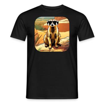 Suricate mignon - T-shirt homme - noir - Devant - AI Model Male 178 light (178cm)