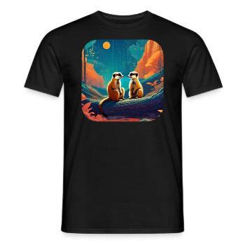 Suricates mignons - T-shirt homme - noir - Devant - AI Model Male 178 light (178cm)