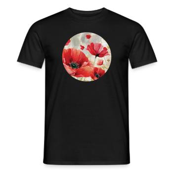 Pavot, Flore, Pavot, Floral, Coquelicot - T-shirt homme - noir - Devant - AI Model Male 178 light (178cm)