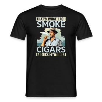 Cigar Smoking Tobacco Smoke Cigarette Smoker Cigar - Men's T-Shirt - black - Front - AI Model Male 178 light (178cm)