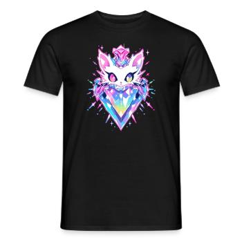 Music Lover EDM Cat Trippy Rave - Men's T-Shirt - black - Front - AI Model Male 178 light (178cm)