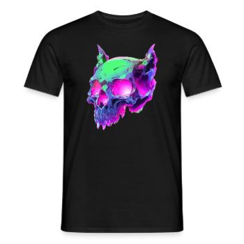 Trippy Skull EDM Festival Zombie Cat Rave - Men's T-Shirt - black - Front - AI Model Male 178 light (178cm)