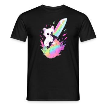 Trippy Cat Psychédélique Rave Mignon Festival EDM - T-shirt homme - noir - Devant - AI Model Male 178 light (178cm)