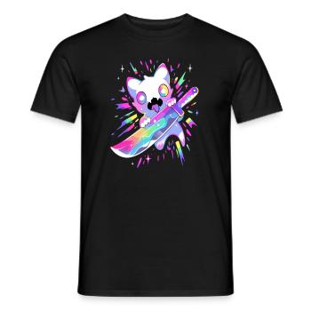 Festival Trippy Party EDM Cat Techno - T-shirt homme - noir - Devant - AI Model Male 178 light (178cm)