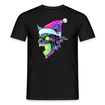 Christmas Zombie Cat Christmas EDM Party - Men's T-Shirt - black - Front - AI Model Male 178 light (178cm)