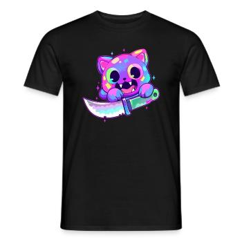 Cute Zombie Cat Electronic Music Festival DJ - Männer T-Shirt - Schwarz - Vorne - AI Model Male 178 light (178cm)