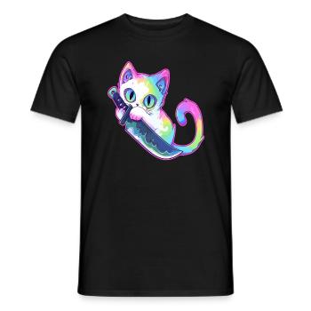 Festival de musique électronique Trippy Cat EDM - T-shirt homme - noir - Devant - AI Model Male 178 light (178cm)