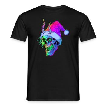Christmas Party Skull Winter Holiday Christmas - Men's T-Shirt - black - Front - AI Model Male 178 light (178cm)