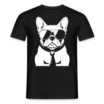 Drôle de bouledogue français avec des lunettes de soleil French Bulld - T-shirt homme - noir - Devant - AI Model Male 178 light (178cm)