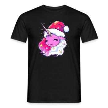 Cute Xmas Unicorn Christmas Eve Winter Holiday - Men's T-Shirt - black - Front - AI Model Male 178 light (178cm)