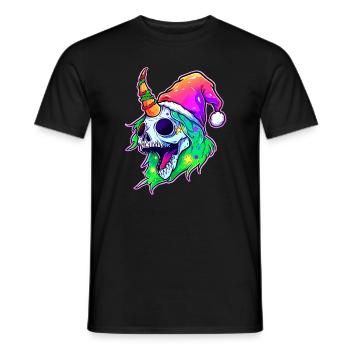Christmas Party Skull Unicorn Christmas Winter - Men's T-Shirt - black - Front - AI Model Male 178 light (178cm)