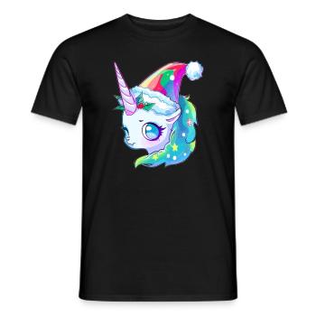 Mignon Noël Licorne EDM Festival d’hiver - T-shirt homme - noir - Devant - AI Model Male 178 light (178cm)