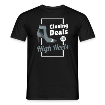 Conclure des affaires dans la mode des talons hauts - T-shirt homme - noir - Devant - AI Model Male 178 light (178cm)