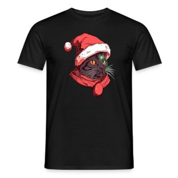 Christmas Cat Christmas Eve Weihnachten Winter - Men's T-Shirt - black - Front - AI Model Male 178 light (178cm)