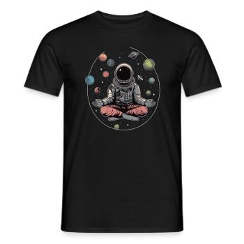 Space Rave Méditation Psychédélique Astronaute - T-shirt homme - noir - Devant - AI Model Male 178 light (178cm)